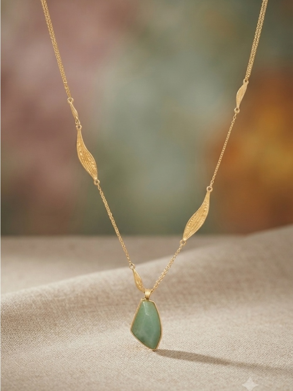 Chloe + Isabel Gilded Reeds Aventurine Long Pendant